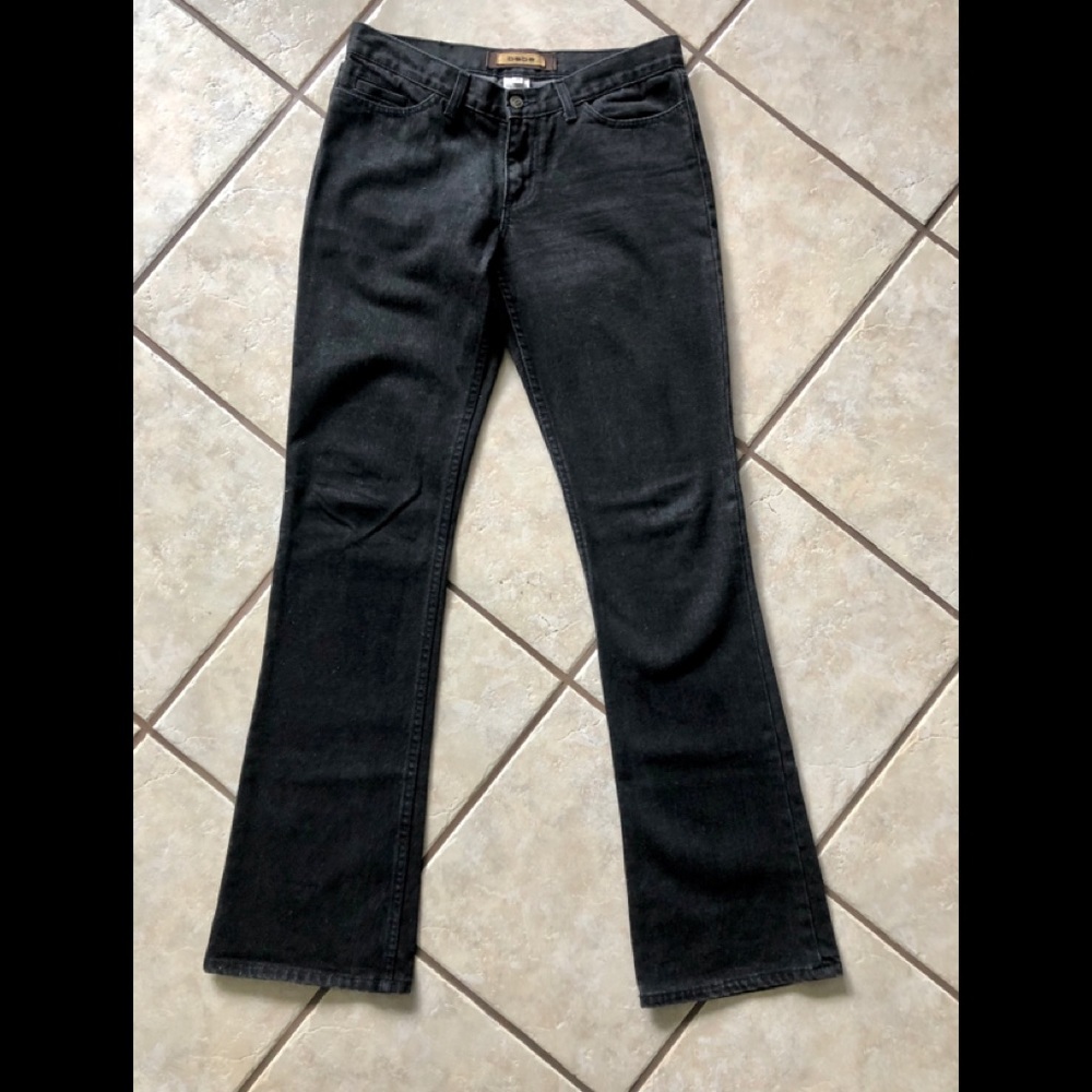 bebe Women’s Flare Black Jeans Vintage Pockets Belt Loops Zipper Size 29 USA
